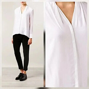 Helmut Lang Silk Button Up Blouse Designer Classic